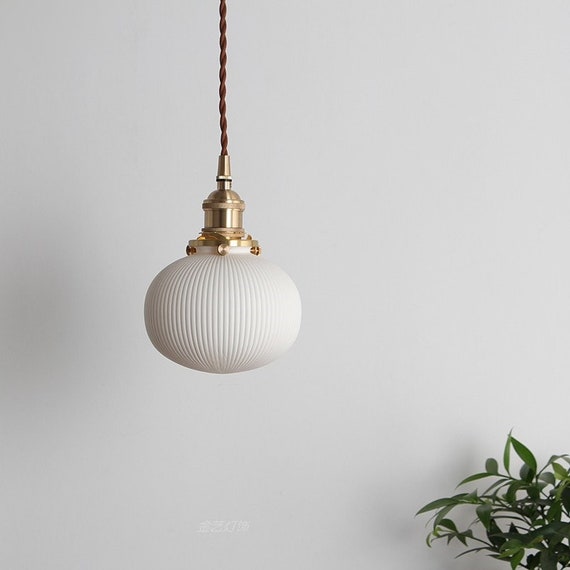 Modern Tall Cylinder Ceramic Ceiling Pendant Light Lamp White Danish Design b... 