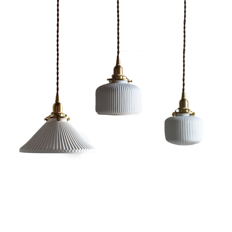 Pendant Light Ceramic Shade Brass Ceiling Light Fixture Etsy Canada