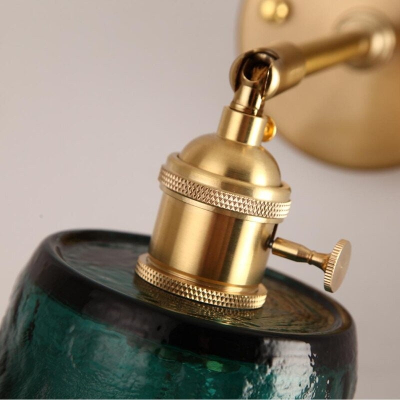 Green Glass Wall Light Lamp Sconce Fixture Retro Light Etsy