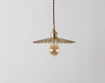 Fluted Pendant Light Brass Shade Plug In Ceiling Fixture Lighting Flush Mount Lamp Chandelier Industrial Lighting Farmhouse Gold Vintage