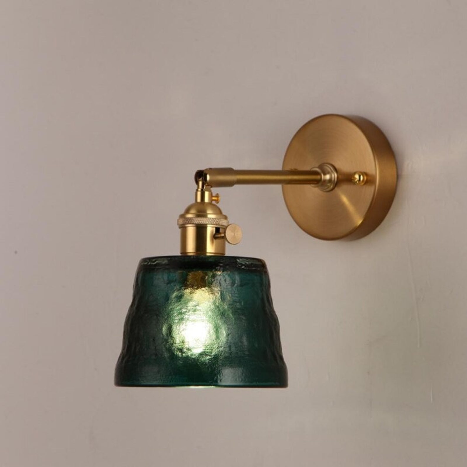 Green Glass Wall Light Lamp Sconce Fixture Retro Light Etsy