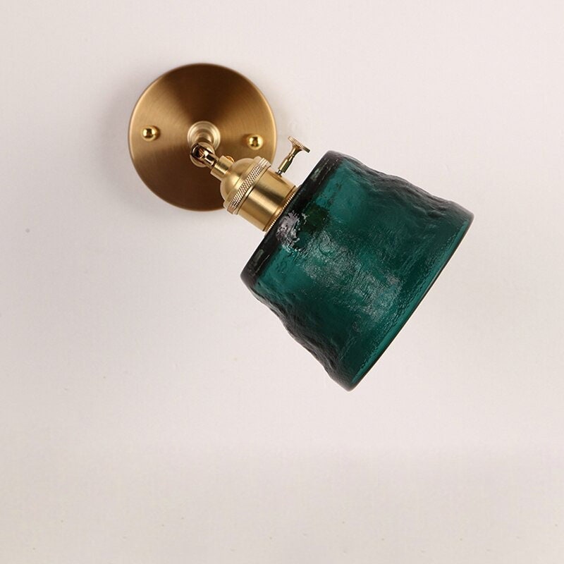 Green Glass Wall Light Lamp Sconce Fixture Retro Light Etsy