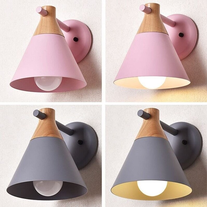 Gray Wood Wall Light Lamp Sconce Fixture Nordic Light Light Etsy