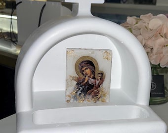 Wit mini-kerkaltaar (ikonostasi) religieus christelijk huiscadeau orthodox