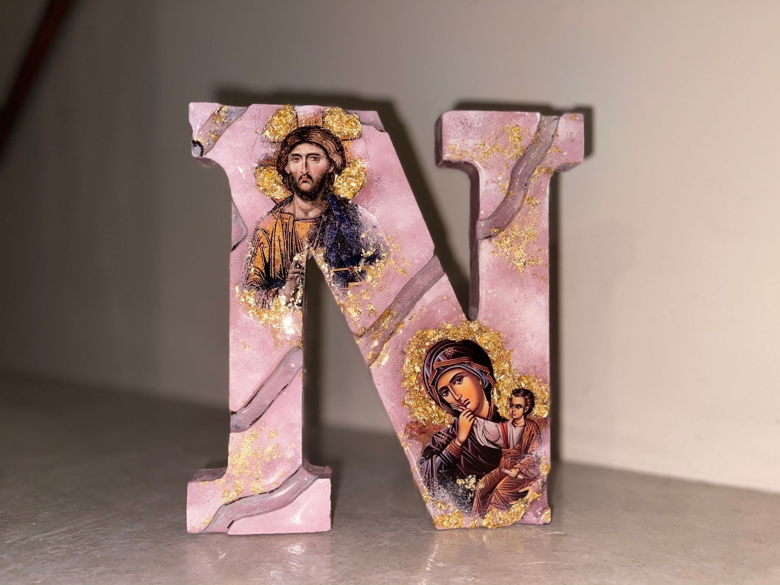 Religious Icon Letter Art Catholic Jesus & Mary Custom Letter and Saint ...