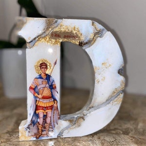 San Dimitrios Icona religiosa lettera d'arte lettera personalizzata e santo cristiano, cattolico ortodosso