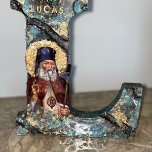 San Lucas lettera L arte Icona religiosa usanza cattolica cristiana ortodossa battesimo matrimonio comunione regalo di compleanno
