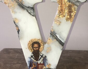 Saint Basil Vasilios Religieuze iconen letterkunst aangepaste letter en heilige