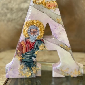 Lettera di Sant'Andrea Una lettera D'arte Icona religiosa personalizzato cattolico cristiano ortodosso battesimo comunione matrimonio comunione compleanno regalo