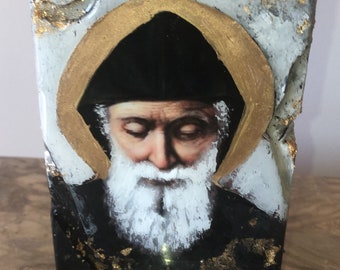 Freestanding Saint Charbel religious icon