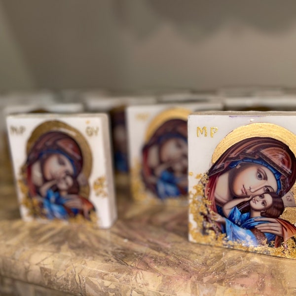 Religious icon Mother Mary Sacred Virgin Heart Catholic Favor bombonieri gift christening engagement birthday present Orthodox