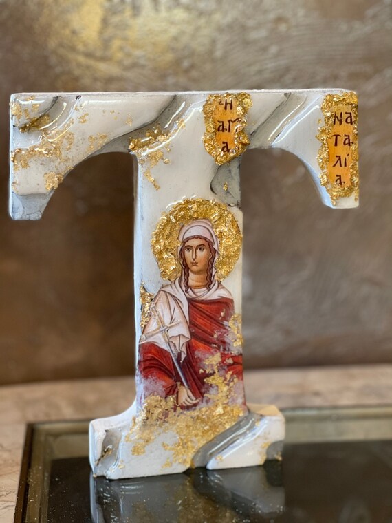 Saint Natalia Letter T Art Religious Icon Custom Catholic Etsy