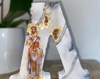 Religieus icoon Griekse letter kunst aangepaste brief en heilige christelijk-katholiek-orthodox speciale gelegenheid cadeau Sint-Leonidas