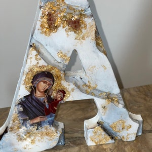 Sant'Anna lettera arte Un'icona religiosa lettera personalizzata resina cattolica cristiano ortodosso battesimo matrimonio prima comunione compleanno regalo