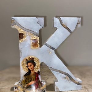 Lettera K arte icona religiosa personalizzata cattolica cristiana ortodossa battesimo matrimonio comunione regalo di compleanno santa Katherine Katerina.