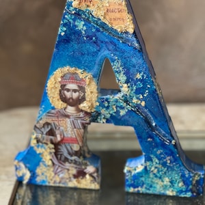Lettera di Sant'AnastacioS Un'arte Icona religiosa personalizzato cattolico cristiano ortodosso battesimo comunione matrimonio comunione regalo di compleanno