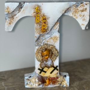 Saint Athanasios lettera arte T icona religiosa personalizzata resina cattolica cristiano ortodosso battesimo comunione matrimonio comunione regalo di compleanno