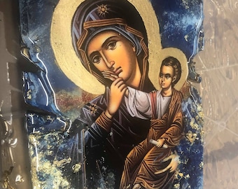 Religieuze iconen Moeder Maria baby Jezus Christus pictogram kunst handgemaakt 1 stuk orthodox-katholiek christelijk