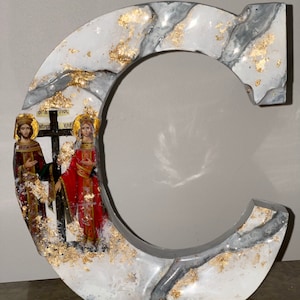 San costantinos & Eleni lettera arte Icona religiosa personalizzata cattolico cristiano ortodosso battesimo matrimonio comunione regalo di compleanno