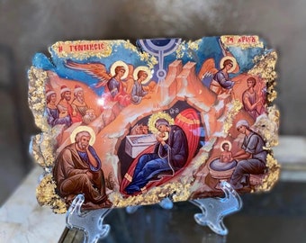 Religieus icoon kunst handgemaakt 1 stuk orthodox katholiek christelijk cadeau doop doop bruiloft verjaardag Jezus Christus geboorte van Christus