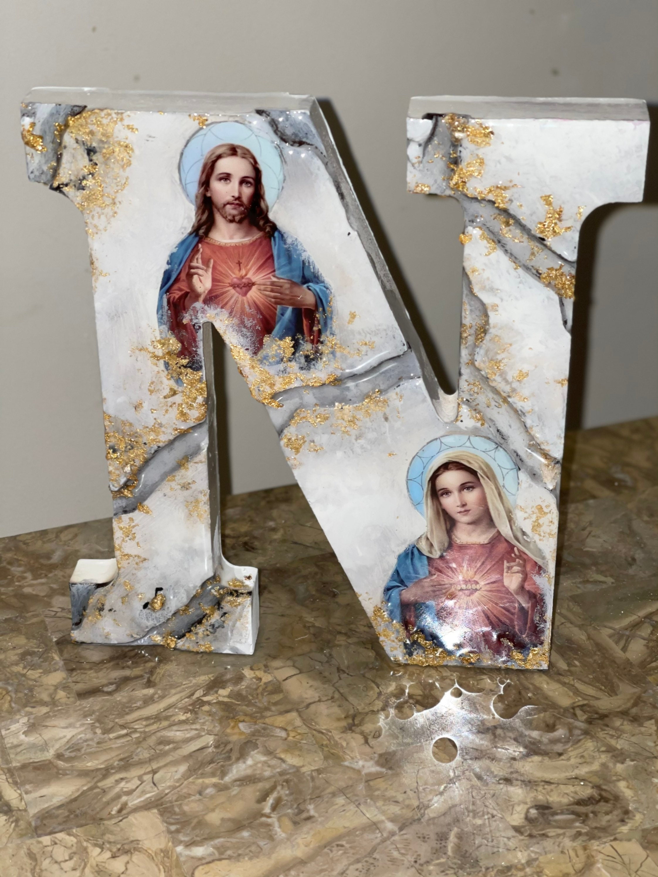 Religious Icon Letter Art Catholic Jesus & Mary Custom Letter | Etsy