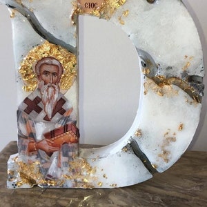 San Dione Dionisios cattolico cristiano ortodosso Icona religiosa lettera arte lettera personalizzata e santo