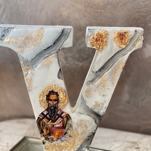 Saint Basilios lettera V arte Icona religiosa personalizzato cattolico cristiano ortodosso battesimo comunione matrimonio comunione regalo di compleanno