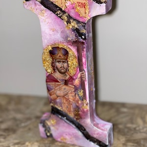 Lettera I San Costantino lettera I arte Icona religiosa usanza cattolica cristiana ortodossa battesimo matrimonio comunione regalo di compleanno