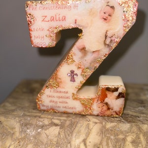Recuerdo Vela personalizada regalo conmemorativo bautizo bautizo cumpleaños letra personalizada alfabeto