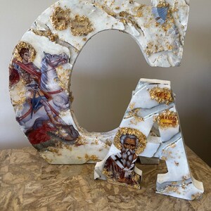 extra large Icona religiosa inglese greco lettera arte lettera personalizzata e santo cristiano cattolico ortodosso occasione speciale regalo santa Penelope