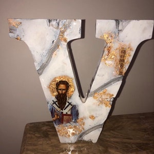 San Basilio Vasilios icona religiosa lettera arte lettera personalizzata e santa Cristina Ortodossa Cattolica