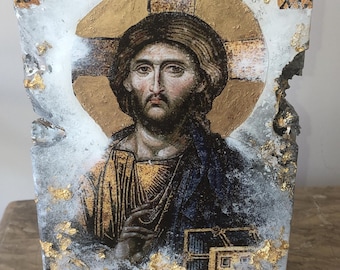 Ícone de Jesus Cristo feito à mão: Arte religiosa em 3D