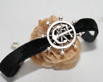 Fluwelen armband maritiem anker