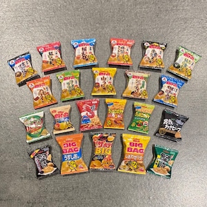 Miniature Dollhouse assorted Japanese snacks SET crisps potato chips food multipacks bags packets decor doll 1:12  Handmade