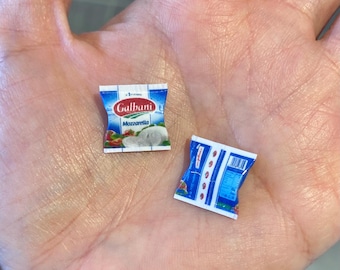Miniature Dollhouse Mozzarella Cheese pouch bag food snacks decor doll 1:12