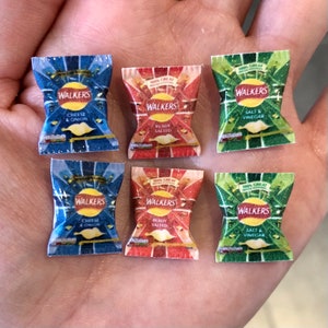 Miniature Dollhouse SET OF 6 snacks crisps potato chips Doritos food candy accessories bags packets doll 1:12 phicen Handmade