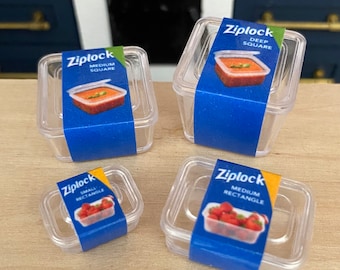 Miniature Dollhouse SET OF 4 container lunch box food kitchen fresh storage crisps chips snacks decor doll 1:12