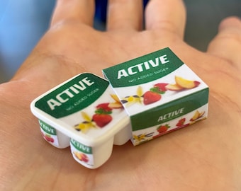 Miniature Dollhouse 4-pack Yogurt breakfast cereal food snacks packets decor doll