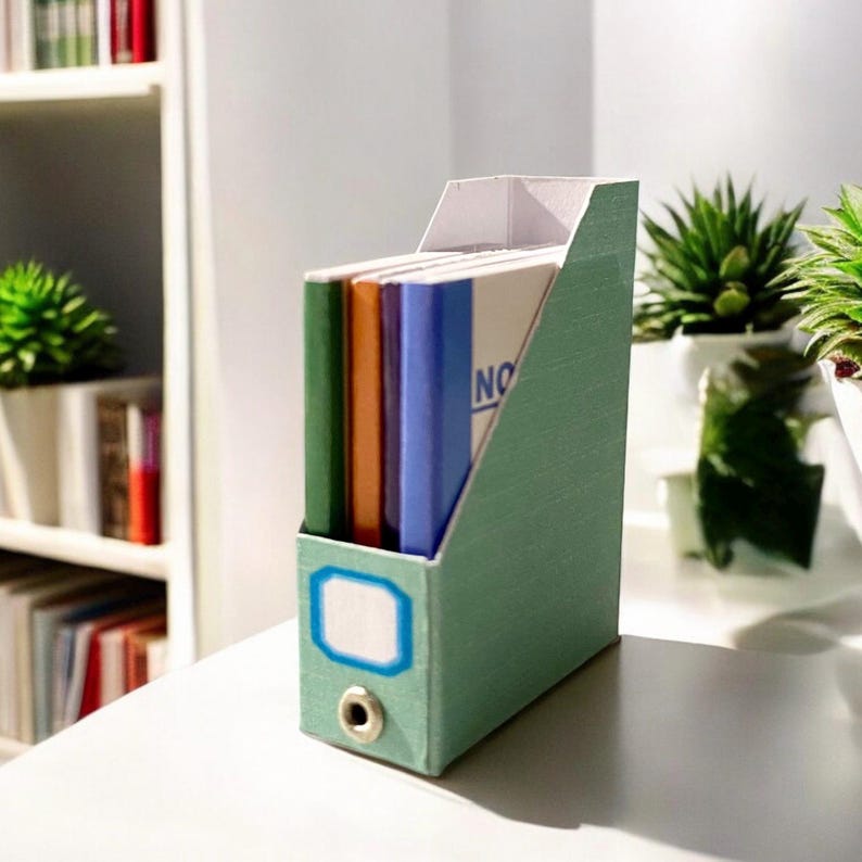 Pu&ograve; includere: Una cartella verde con un'etichetta e un perforatore. La cartella &egrave; piena di quattro quaderni colorati. I quaderni hanno la parola "NO" visibile sul davanti.