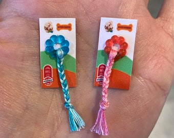 Juguete de cuerda con forma de hueso masticable para casa de muñecas en miniatura, ideal para mascotas, de goma, para decoración de muñecas, escala 1:12.