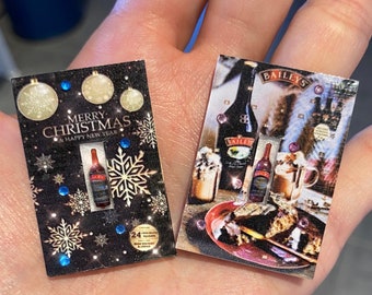 Calendrier de l&#39;Avent maison de poupée miniature Liqueur adultes Noël Joyeux Noël guirlande cartes guirlande elfe Père Noël cheminée décoration 1:12