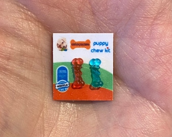 Casa de muñecas en miniatura con 2 huesos para masticar para perros, juguete de goma para mascotas, regalo decorativo, muñeca 1:12