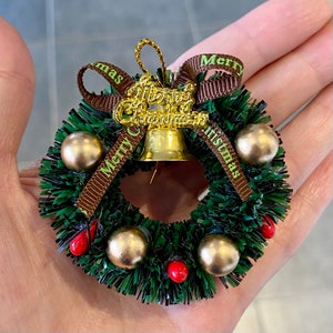 Miniature Dollhouse Christmas wreath hanging door wall decoration 1:12 doll house festive Xmas tree