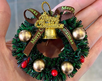 Miniature Dollhouse Christmas wreath hanging door wall decoration 1:12 doll house festive Xmas tree