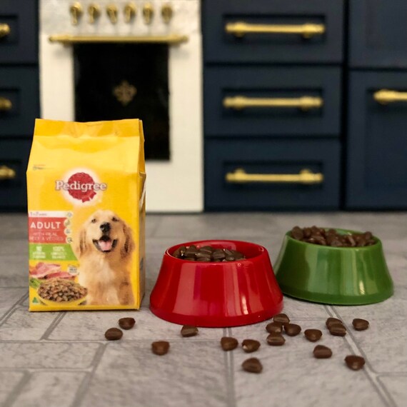 Puppenhaus Tasche & Schale Von Hund Essen Miniatur 1:12 Maßstab Haustier Zubehör 