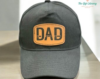 Father’s Day, Personalized Hat with Leather Patch – Custom Engraving Available