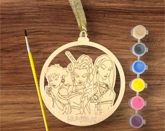 Paint Your Own Wooden Demon Hunter Ornament – DIY K-Pop Fandom Christmas Kit