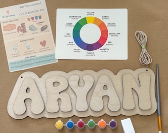 Personalized Wooden Name Door Hanger Craft Kit – DIY Paint Sign Activity