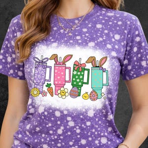 Easter Bunny Stanley Cup Tee | Cute Rabbit Tumbler Shirt | Spring Graphic image 1