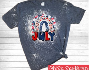 Bleached 4th of July Shirt: Rainbow Patriotic Tee